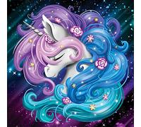 DIAMOND ART CLUB Aurora The Unicorn Diamond Painting Kit, Fantasy Diamond Canvas, Round 5D Diamond Art for Adults and Kids, 13" x 13" (33 x 33 cm)