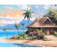 DIAMOND ART CLUB Beach Bungalow Diamond Art Kits for Adults