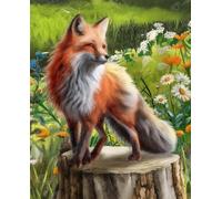 DIAMOND ART CLUB Foxie Among the Flowers Diamond Art Kits for Adults