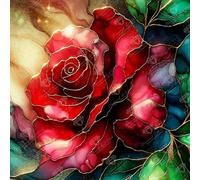 DIAMOND ART CLUB Magical Red Rose Diamond Painting Kit, Fun DIY Crafts for Adults, Square Diamond Art Canvas, 13" x 13"