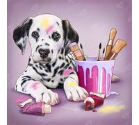 DIAMOND ART CLUB Paint Me Beautiful - Dalmation Diamond Painting Kit, Fun DIY Crafts for Adults, Round Diamond Art Canvas for Beginners, 13" x 13" (33cm x 33cm)
