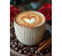 Diamond Art Coffee 5D Diamond Painting Kit Cup DIY Round Full Drill Dimond Art for Adults Kids Paint by Numbers, Rhinestone Embroidery Canvas Painting Crafts for Home Room Decor Gifts 10x15cm L-527