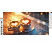Diamond Art Coffee Diamond Painting Kitchen Crystal Art Kits for Adults, 5D DIY Cross Stitch Canvas Embroidery with Full Accessories Mosaic Crafts Pictures, Home Decor, Gifts for Women 40x80cm G1-446