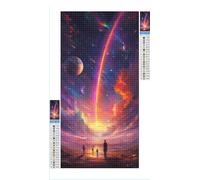 Diamond Art Color Diamond Painting Starry Sky Crystal Art Kits for Adults, 5D DIY Cross Stitch Canvas Embroidery with Full Accessories Mosaic Crafts Pictures, Home Wall Decor Gifts 20x40cm G1-1160