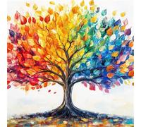 Diamond Art Colorful Diamond Painting Kits for Adults Kids Beginner, 5D Full Drill Crystal Art Kits on Canvas Painting Pictures Tree, Crystal Mosaic Craft for Stress Relief Gifts 70x70cm FX#204