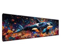 Diamond Art Colorful Diamond Painting Shark Crystal Art Kits for Adults Full Drill Round Dots Rhinestone Cross Stitch Pictures, DIY Mosaic Kits Paintings for Room Decor 118.11 x 39.37 inches G2-442