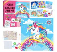 Diamond Art Craft Kits for Kids, Diamond Painting for Girls Birthday Presents, 8 Unicorn Mermaid Princess Toys, Gem Art Bedazzling Kit Crafts, 3 4 5 6 7 8 9 10 Year Old Girl Gifts for Christmas