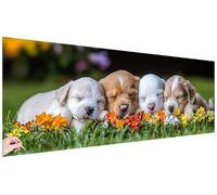 Diamond Art Cute 180x60cm Large Diamond Painting Dog 5D Crystal Art Kits Crafts for Adults Beginners DIY Full Drill Dimond Painting Picture Gem Embroidery Kit Autumn Rome Decor Gifts for Women R-75