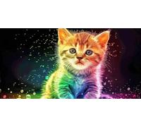 Diamond Art Cute Diamond Painting Cat Dimond Art Kits Adults, 5D DIY Full Drill Crystal Arts Embroidery Cross Stitch Canvas Paint by Numbers for Beginner, Room Decor, Gifts for Women 50x100cm J2-1725