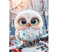 Diamond Art Cute Diamond Painting Kits for Adults, 5D Dimond Art Owl Gem Arts and Crafts Paintings, DIY Rhinestone Cross Stitch Embroidery Kit, Hobbies for Adults Women, Room Decor 60x80cm 6X-479