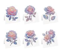 Diamond Art Daily Greeting Cards- 6 Pcs 5D DIY Diamond Art Painting Blank Card Kits with Envelopes,Handmade Rhinestone Postcards for Family Friends,Fit for All Occasions (Rose)