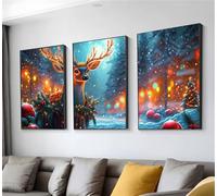 Diamond Art Deer Tree Diamond Painting Kit 3 Pack, Large Cross Stitch Kits for Adults, DIY Embroidery Gem Crystal Art Painting By Numbers, Home Decoration Paintings, Gifts for Women 16x24in t9n-427