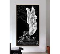 Diamond Art,Diamond Painting Kits for Adults Kids, 5D Full Drill Diamond Painting Kits Black and White Angel Wings,Painting by Numbers Crystal Dimond Picture Arts Crafts for Home Wall Decor 50x150cm