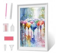 Diamond Art, Diamond Painting Kits for Adults Kids, DIY Full Round Drill Gem Art Kits, Crowd Umbrella Diamont Painting Crystal Rhinestone Craft for Home Wall Decor Gifts (28x38 inch) PJY2806 V-Q