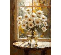 Diamond Art, Diamont Painting by The Window, Diamond Art Kits Adults & Kids, Embroidery Cross Stitch Canvas Crafts, Leisure Time Hobbies for Adults Women, Home Wall Decoration 28x40in (Flower) A-22