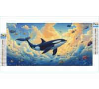 Diamond Art Dolphin Diamond Painting Cloud Crystal Art Kits for Adults, 5D DIY Cross Stitch Canvas Embroidery with Full Accessories Mosaic Crafts Pictures, Home Decor, Gifts for Women 80x160cm G1-263