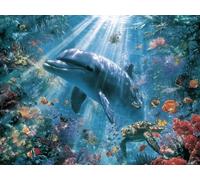 Diamond Art Dolphin Diamond Painting Kits for Adults, 5D DIY Underwater World Full Drill Cross Stitch Embroidery Sequin Gem Art Paintings, Arts and Crafts Pictures for Home Wall Decor 36x54 in W-10174