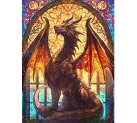 Diamond Art Dragon, 5D Diamond Painting Kit for Adults Kid,Colored Adults Beginner Full Drill Gem Crystal Art, Cross Stitch Mosaic Painting Canvas Accessories, Furniture Wall Decor Gifts 50x70cm w-455