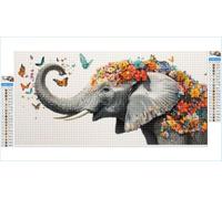 Diamond Art Elephant Diamond Painting Butterfly Crystal Art Kits for Adults, 5D DIY Cross Stitch Canvas Embroidery with Full Accessories Mosaic Crafts Pictures, Home Wall Decor Gifts 40x80cm G1-63