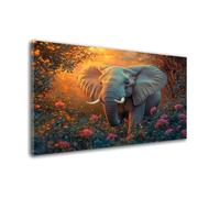 Diamond Art Elephant Diamond Painting Flowers, 5D DIY Crystal Art Kits for Adults, Embroidery Cross Stitch Canvas Pictures Painting by Numbers Kit for Kids, Home Decor, Gifts for Women 40x60cm W6-17