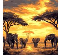 Diamond Art Elephant Diamond Painting Kits for Adults Kids Beginner, 5D Full Drill Crystal Art Kits on Canvas Painting Pictures Tree, Crystal Mosaic Craft for Stress Relief Gifts 80x80cm FX#98
