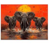 Diamond Art Elephant Diamond Painting Red Dimond Art for Adults Beginner, 5D Full Drill Crystal Gem Arts and Crafts for Adults UK, DIY Mosaic Kits for Christmas Room Decor, Women Gifts 35x25CM Y9-309