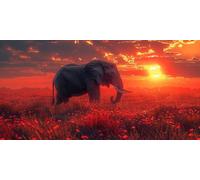 Diamond Art Elephant Diamond Painting Sunrise Dimond Art Kits Adults, 5D DIY Full Drill Crystal Arts Embroidery Cross Stitch Canvas Paint by Numbers for Beginner, Room Decor, Gifts 30x60cm J2-2103