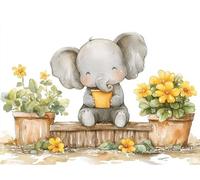 Diamond Art Elephant, Flower Diamond Painting Kits Adults Beginners, Full Drill Crystal Art Embroidery Mosaic Kit, Hobbies for Adults Women, Gifts for Halloween Christmas, Home Wall Decor 45x60cm Q-35