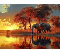 Diamond Art Elephant, Forest Diamond Painting Kits for Beginner, 5D DIY Round Dimond Art Kits for Adults, Crystal Arts Crafts Pictures Cross Embroidery Kit for Home Room Wall Decor 36x48inch, Model626