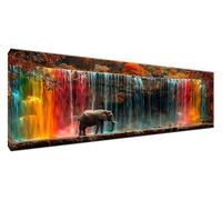Diamond Art Fall Diamond Painting Elephant Crystal Art Kits for Adults Full Drill Round Dots Rhinestone Cross Stitch Pictures, DIY Crafts Mosaic Kits Paintings Room Decor 59.06 x 19.69 inches G2-301
