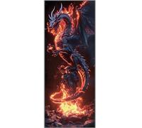 Diamond Art Fire Dragon Diamond Painting Kit Crystal Art Craft, 5D Diamond Art Kits Adults/Beginners Full Round Drill, DIY Rhinestone Gem Art for Office Room Wall Decor (40x120 cm/16x48 Inch)-595FC