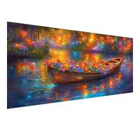 Diamond Art Flower,14x28in Large Diamond Painting,5D DIY Boat Dimond Art for Adults Set Crystal Rhinestone Embroidery Canvas Painting for Halloween Decorations Home Wall Decor,Gifts for Women W1-508