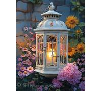 Diamond Art Flower 5D Diamond Painting Kit Lighthouse DIY Round Full Drill Dimond Art for Adults Kids Paint by Numbers, Rhinestone Embroidery Canvas Painting for Home Room Decor Gifts 40x50cm L-644