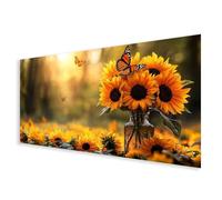 Diamond Art Flower Large Diamond Painting Kits for Adults, 5D Full Square Drill Sunflower Crystal Art Kits with Complete Tools, DIY Rhinestone Cross Stitch Picture for Home Decor 100x200cm B0-673