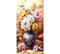 Diamond Art, Flower Peony Diamond Painting Kits, Crafts for Adults Kids, Large Full Round Drill 5d DIY Crystal Art, Christmas Embroidery Mosaic Kits, Home Wall Decortion Creative Gifts 22x44in W-440