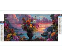 Diamond Art Flowers Diamond Painting Boat Crystal Art Kits for Adults, 5D DIY Cross Stitch Canvas Embroidery with Full Accessories Mosaic Crafts Pictures, Home Decor, Gifts for Women 100x200cm G1-321