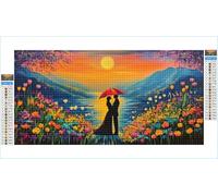 Diamond Art Flowers Diamond Painting Couple Crystal Art Kits for Adults, 5D DIY Cross Stitch Canvas Embroidery with Full Accessories Mosaic Crafts Pictures, Home Decor, Gifts for Women 20x40cm G1-386