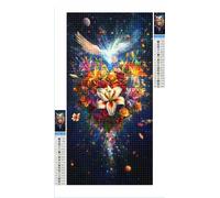 Diamond Art Flowers Diamond Painting Starry Sky Crystal Art Kits for Adults, 5D DIY Cross Stitch Canvas Embroidery with Full Accessories Mosaic Crafts Pictures, Home Wall Decor Gifts 20x40cm G1-1205
