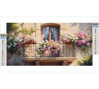 Diamond Art Flowers Diamond Painting Windowsill Crystal Art Kits for Adults, 5D DIY Cross Stitch Canvas Embroidery with Full Accessories Mosaic Crafts Pictures, Home Wall Decor Gifts 20x40cm G1-326