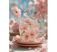 Diamond Art Flowers, DIY Diamond Painting Cup, Square Dimond Crystal Art Kits for Adults, Beginner 5D Full Drill Paintings Kits, Crafts for Adults for Decor Gifts for Women 12 x 16 Inch - FZ250912B