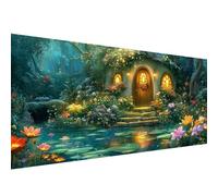 Diamond Art Forest,32x64in Large Diamond Painting,5D DIY Cabin Dimond Art for Adults Set Crystal Rhinestone Embroidery Canvas Painting for Halloween Decorations Home Wall Decor, Gifts for Women W1-524
