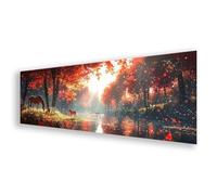 Diamond Art Forest 5D Diamond Painting Kits for Adults Horse Embroidery Kit, DIY Square Drill Crystal Art Canvas Painting, Large Rhinestone Cross Stitch Crafts for Home Decor Gifts 60x180cm K0-80