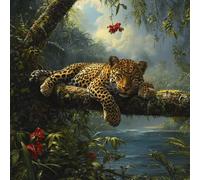 Diamond Art Forest Kits Adults, Diamond Painting Craft Kits for Adults Beginners Crystal Cross Stitch Embroidery Canvas Crafts, DIY Gem Art Full Drill Home Wall Decor Leopard 12x12 inch/30x30cm Q-718