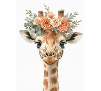 Diamond Art Giraffe 5D Diamond Painting Kits Flower Pattern Design, 5D Crystal Art Kits for Adults, Dimond Painting Full Complet Kits, Mosaic Gem Crafts for Adulte, Home Decor Gift 90x120cm, Model 957