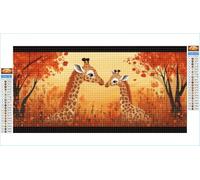 Diamond Art Giraffe Diamond Painting Autumn Crystal Art Kits for Adults, 5D DIY Cross Stitch Canvas Embroidery with Full Accessories Mosaic Crafts Pictures, Home Decor, Gifts for Women 35x70cm G1-1144