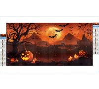 Diamond Art Halloween Diamond Painting Mountain Crystal Art Kits for Adults, 5D DIY Cross Stitch Canvas Embroidery with Full Accessories Mosaic Crafts Pictures, Home Wall Decor Gifts 20x40cm G1-981
