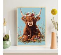 Diamond Art Highland Cattle, 5D Diamond Painting Kits for Adults, Animal Crystal Embroidery Cross Stitch Kits Full Round Drill 70x90cm/28x36 in, DIY Gem Painting for Home Decoration Wall Art, z@959