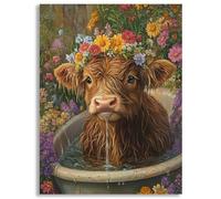 Diamond Art Highland Cattle, 5D Diamond Painting Kits for Adults, Animal Crystal Embroidery Cross Stitch Kits Full Square Drill 28x36 in/70x90cm, DIY Gem Painting for Home Decoration Wall Art, z@328
