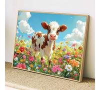 Diamond Art Highland Cattle, 5D Diamond Painting Kits for Adults, Flower Crystal Embroidery Cross Stitch Kits Full Square Drill 20x30cm/8x12 in, DIY Gem Painting for Home Decoration Wall Art, z@2017
