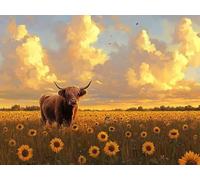 Diamond Art Highland Cow Diamond Painting Kits for Adults Cloud 5D Square Full Drill Dimond Art Gem Painting, DIY Crystal Embroidery Arts and Crafts for Adults for Room Decor Gifts 35x47 inch E0-579